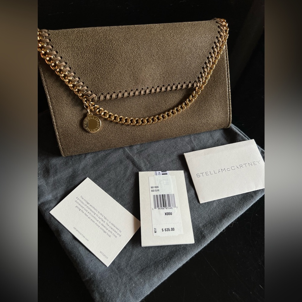 STELLA MCCARTNEY Falabella Mini Shoulder Bag Olive Gold NEW